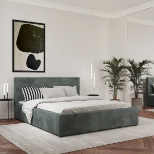 Gestoffeerd bed Fargo, 200 x 140 cm, Muntgroen
