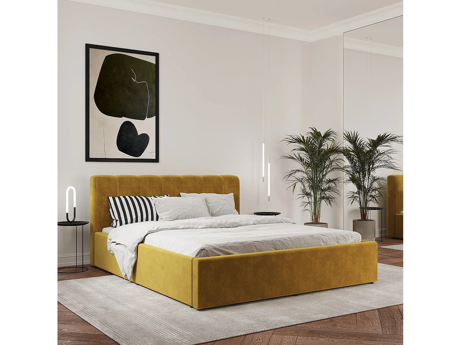 Gestoffeerd bed Almo, 200 x 160 cm, Oker