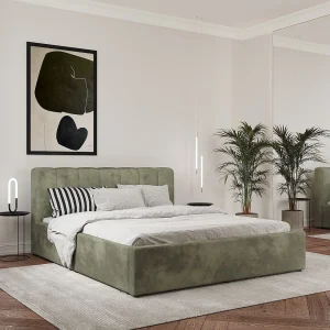 Gestoffeerd bed Almo, 200 x 140 cm, Khaki