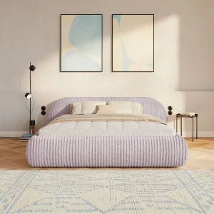 Gestoffeerd bed 140×200 met opbergruimte – ribfluweel – Roze – SHELS LOW Gestoffeerd bed 140×200 met opbergruimte – ribfluweel – Roze – SHELS LOW