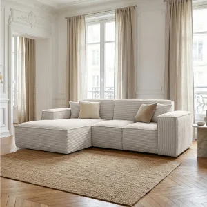 Hoekbank met hoekelement, kleur beige Siena