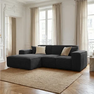 Hoekbank met hoekelement, kleur zwart Siena