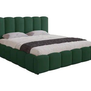 Gestoffeerd bed 140×200 Florent – Tweepersoonsbed met lattenbodem, fluweel – Groen (Magic Velvet 2225)