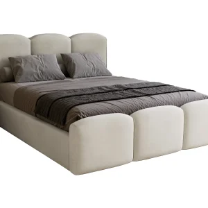 Gestoffeerd bed 160×200 Capri met lattenbodem – fluweel, Lichtgrijs (Magic Velvet 2218)