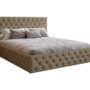 Gestoffeerd bed 160×200 Verti Slim – opbergruimte, lattenbodem – Bruin (Magic Velvet 2206)