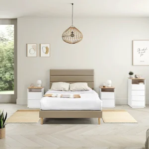 Gestoffeerd Bedframe Aroma van 30 cm, 150×190 cm, Beige Gestoffeerd Bedframe Aroma van 30 cm, 150×190 cm, Beige