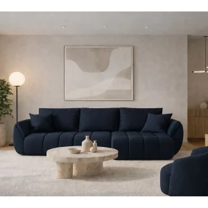 Hoekbank met slaapfunctie en opbergvak TOKYO PREMIUM, stof WIND, donkerblauw, rechts Hoekbank met slaapfunctie en opbergvak TOKYO PREMIUM, stof WIND, donkerblauw, rechts