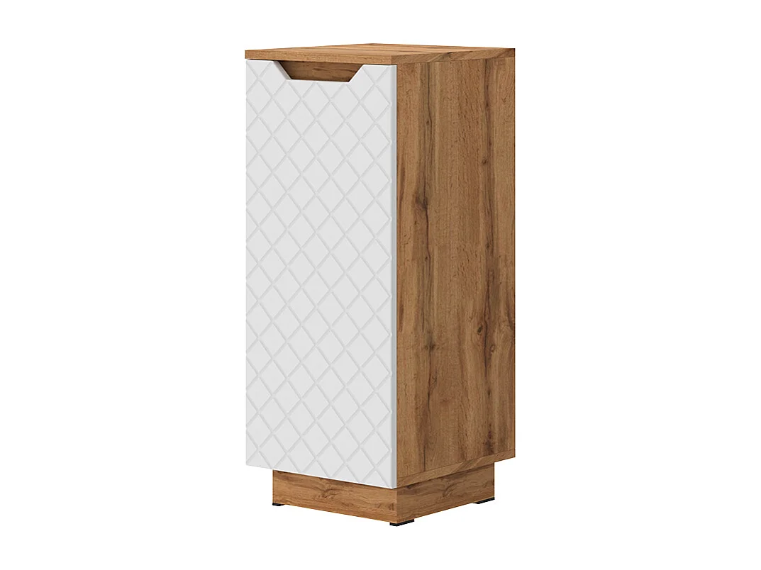 Halfhoge kast eiken/wit met tegelstructuur 33.4x35x81.9 lotta