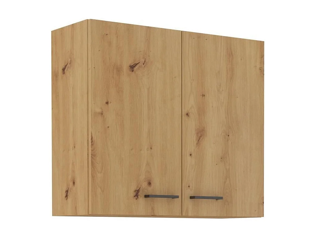 Hangkast MODENA 80 cm ambachtelijke eik en mat zwart, 2 draaideuren, verstelbare planken, softclose