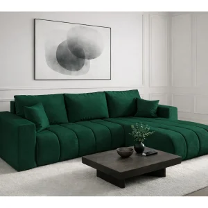 Hoekbank met slaapfunctie en opbergvak MILO PREMIUM, stof MONOLITH, Groen, Rechts Hoekbank met slaapfunctie en opbergvak MILO PREMIUM, stof MONOLITH, Groen, Rechts