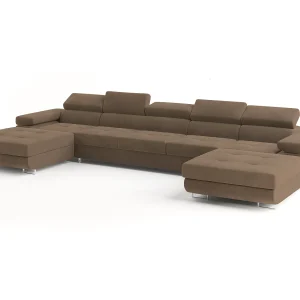 Hoekbank OMBRA van fluweel met slaapfunctie Beige Hoekbank OMBRA van fluweel met slaapfunctie Beige