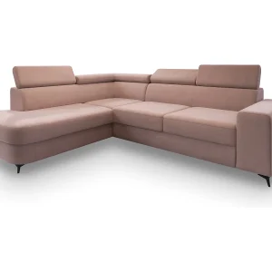 Hoekbank ALVORO van fluweel met slaapfunctie Rosa Hoekbank ALVORO van fluweel met slaapfunctie Rosa