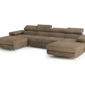 Hoekbank LYKKE van fluweel met slaapfunctie Beige
