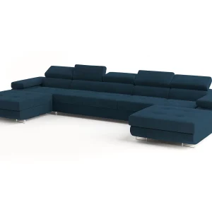 Hoekbank OMBRA van fluweel met slaapfunctie Blau Hoekbank OMBRA van fluweel met slaapfunctie Blau