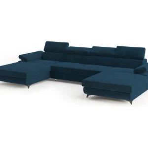 Hoekbank DETTI van fluweel met slaapfunctie Blau Hoekbank DETTI van fluweel met slaapfunctie Blau