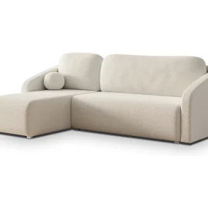 Hoekbank MARELLO van fluweel met slaapfunctie Creme Hoekbank MARELLO van fluweel met slaapfunctie Creme