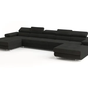 Hoekbank OMBRA van fluweel met slaapfunctie Schwarz Hoekbank OMBRA van fluweel met slaapfunctie Schwarz