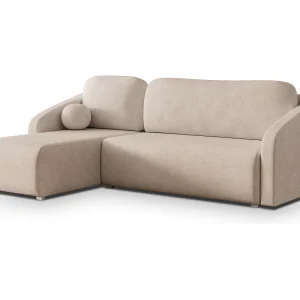 Hoekbank MARELLO van fluweel met slaapfunctie Beige Hoekbank MARELLO van fluweel met slaapfunctie Beige