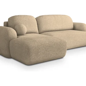 Hoekbank MODENZA van fluweel met slaapfunctie Creme Hoekbank MODENZA van fluweel met slaapfunctie Creme