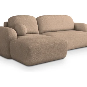Hoekbank MODENZA van fluweel met slaapfunctie Beige Hoekbank MODENZA van fluweel met slaapfunctie Beige