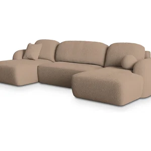 Hoekbank SAVONA van fluweel met slaapfunctie Beige Hoekbank SAVONA van fluweel met slaapfunctie Beige
