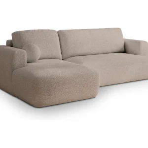 Hoekbank SENTI van fluweel met slaapfunctie Beige Hoekbank SENTI van fluweel met slaapfunctie Beige