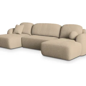 Hoekbank SAVONA van fluweel met slaapfunctie Creme Hoekbank SAVONA van fluweel met slaapfunctie Creme