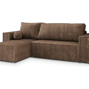 Hoekbank RAVELO van fluweel met slaapfunctie Beige Hoekbank RAVELO van fluweel met slaapfunctie Beige