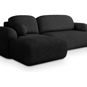 Hoekbank MODENZA van fluweel met slaapfunctie Schwarz