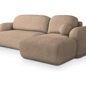 Hoekbank MODENZA van fluweel met slaapfunctie Beige Hoekbank MODENZA van fluweel met slaapfunctie Beige