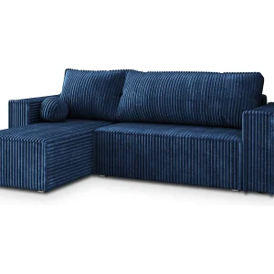 Hoekbank RAVELO van fluweel met slaapfunctie Blau Hoekbank RAVELO van fluweel met slaapfunctie Blau
