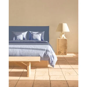 Gestoffeerd hoofdbord van 100% linnen stof blauw 145x100cm Gestoffeerd hoofdbord van 100% linnen stof blauw 145x100cm