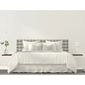Gestoffeerd hoofdbord in beige vichy-stof 165×52 cm