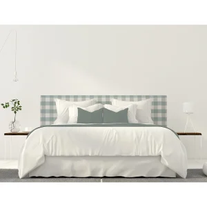 Gestoffeerd hoofdbord in turquoise vichy-stof 145×52 cm Gestoffeerd hoofdbord in turquoise vichy-stof 145×52 cm