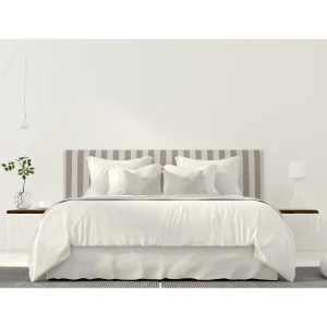 Gestoffeerd hoofdbord van stof met beige strepen 165x52cm Gestoffeerd hoofdbord van stof met beige strepen 165x52cm