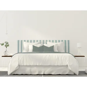 Gestoffeerd hoofdbord van stof met turquoise strepen 165x52cm