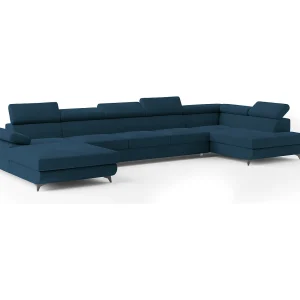 Hoekbank MONTIVA van fluweel met slaapfunctie Blau Hoekbank MONTIVA van fluweel met slaapfunctie Blau