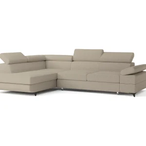 Hoekbank FAVIEN van fluweel met slaapfunctie Beige
