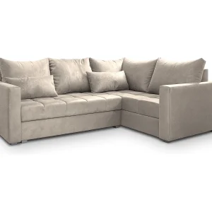 Hoekbank LIRENO van fluweel met slaapfunctie Beige
