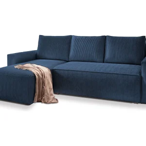 Hoekbank POTARO van fluweel met slaapfunctie Blau Hoekbank POTARO van fluweel met slaapfunctie Blau