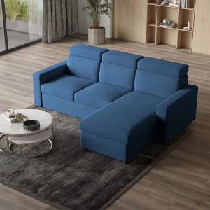 Hoekbank PADWA van fluweel met slaapfunctie Blau Hoekbank PADWA van fluweel met slaapfunctie Blau