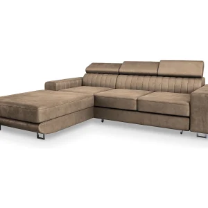 Hoekbank NOTO van fluweel met slaapfunctie Beige