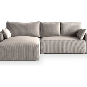 Hoekbank FORIL van fluweel met slaapfunctie Beige