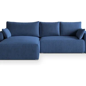 Hoekbank FORIL van fluweel met slaapfunctie Blau