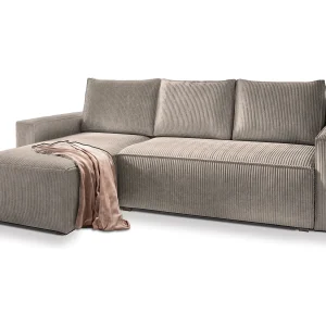 Hoekbank POTARO van fluweel met slaapfunctie Beige Hoekbank POTARO van fluweel met slaapfunctie Beige