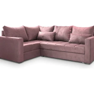 Hoekbank LIRENO van fluweel met slaapfunctie Rosa