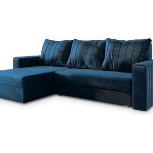 Hoekbank CARL van fluweel met slaapfunctie Blau Hoekbank CARL van fluweel met slaapfunctie Blau