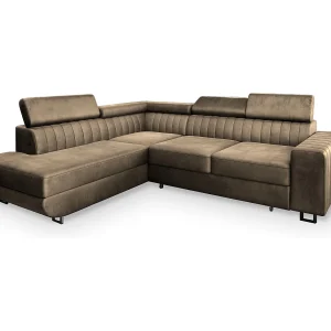 Hoekbank NOLA van fluweel met slaapfunctie Beige