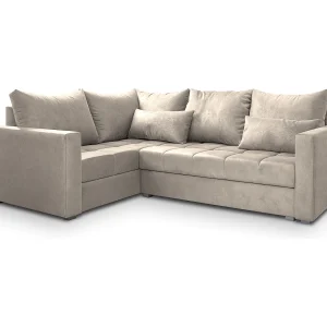 Hoekbank LIRENO van fluweel met slaapfunctie Beige
