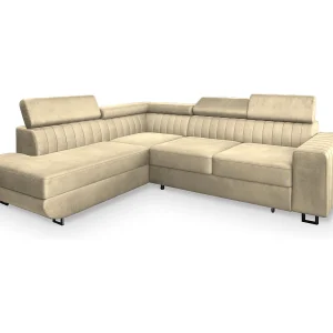 Hoekbank NOLA van fluweel met slaapfunctie Creme